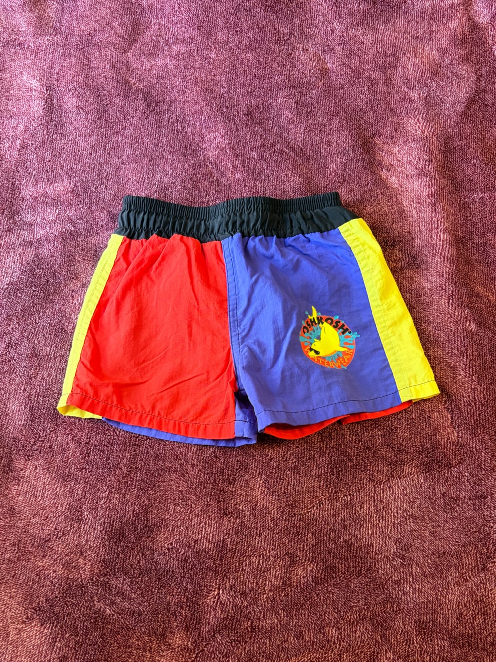 Kids Colorblock Red Purple Yellow Athletic Shorts with Graphic